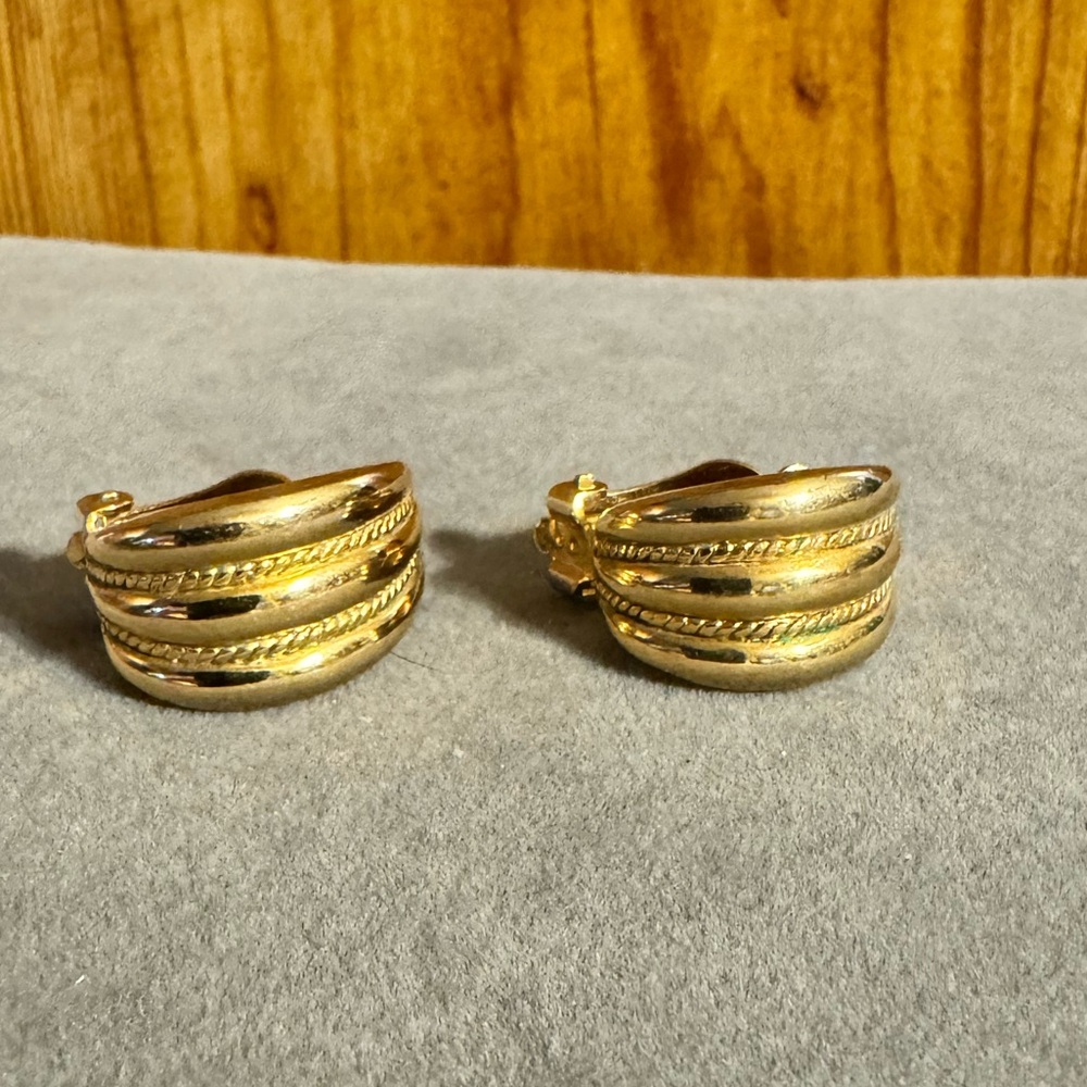 Givenchy Gold Tone Clip On Half Hoop Earrings
